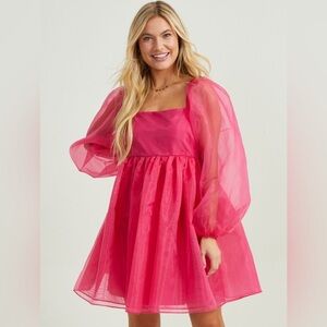 Altar’d State Hot Pink Babydoll Dress - Size: M